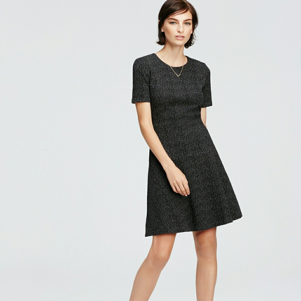 Ann Taylor Fit and Flare Black Dress Size 6